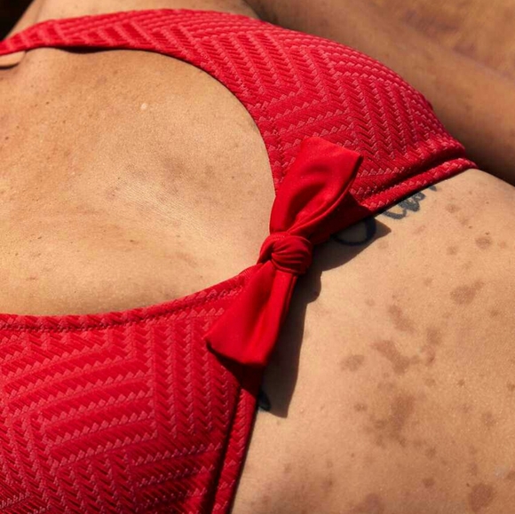 🌱HOST PICK🌱Aerie Jacquard Halter Tie Bikini Top - Picture 3 of 6